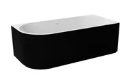Wanny - Wanna narożna prawa Besco Denaya 170x78 cm asymetryczna czarny połysk maskownica odpływu złota WASB-170DPG - miniaturka - grafika 1