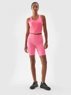 Spodnie sportowe damskie - Damskie legginsy krótkie treningowe 4F 4FWAW24TFSTF012  - różowe - miniaturka - grafika 1