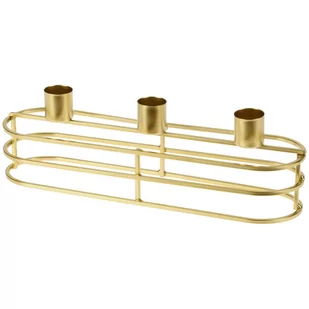 Świecznik Podstawka Na Świeczki Świeczkę Stojak Potrójny Metalowy Złoty 30X8 Cm - Świeczniki - miniaturka - grafika 1