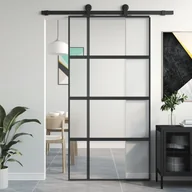 Drzwi wewnętrzne - Drzwi przesuwne, czarne, 102,5x205cm, szkło hartowane aluminium 8721012120648 - miniaturka - grafika 1