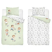 Pościel dla dzieci - Detexpol Pościel bawełniana dziecięca dwustronna Piłka Nożna miętowa 100x135 cm MAYAMOO wzór 5142 B - miniaturka - grafika 1