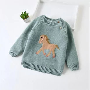 Slowmoose Grube polarowe jednorożec Dzieci Swetry, Toddler Cardigan Dzianiny Ubrania dla dzieci Błękitne niebo 18M - Bluzki dla niemowląt - miniaturka - grafika 1