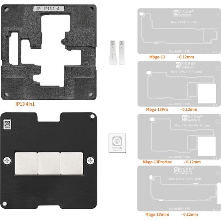 Platforma, podstawka AMAOE 0,12 mm z metalowymi sitami do reballingu BGA do iPhone z serii 13
