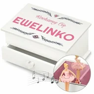 Pozytywki dla dzieci - Szkatułka na biżuterię z pozytywką i szufladką z nadrukiem dla dziewczynki na imieniny walentynki - miniaturka - grafika 1