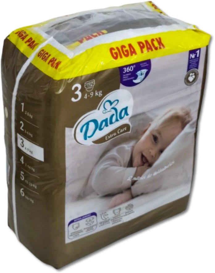 Pieluchy Dada Extra Care 3 BAG 4-9kg 192szt.