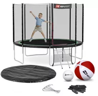 Trampoliny - Hop-Sport Trampolina 10ft (305cm) czarno-zielona z siatką zewnętrzną 48666 - miniaturka - grafika 1