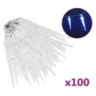 Oświetlenie świąteczne - vidaXL Lampki świąteczne sople, 100 szt., niebieskie, akryl, z pilotem vidaXL - miniaturka - grafika 1