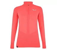 Koszulki i topy damskie - Salewa Women's ZEBRU MED WARM AMR W 1/2Z Tee. Base Layer Top, Fluo Coral, XL - miniaturka - grafika 1