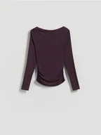Moda i Uroda OUTLET - Reserved - Longsleeve z modalu - ciemnofioletowy - miniaturka - grafika 1