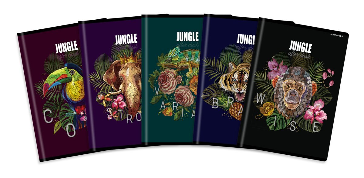 Zeszyt w linie, Jungle A5 60 kartek, mix wzorów