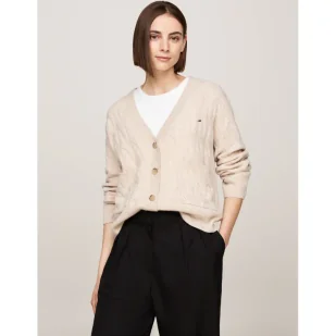 Tommy Hilfiger Wełniany kardigan | Regular Fit - Swetry damskie - miniaturka - grafika 1