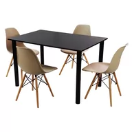 Meble do sypialni - Zestaw stół Lugano 120 czarny i 4 krzesła Milano beżowe - miniaturka - grafika 1