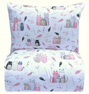 Pościel dla dzieci - Pościel 160x200 dziecięca kotki koty rodzina biało różowa do przedszkola - miniaturka - grafika 1