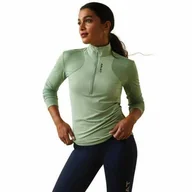 Koszulki jeździeckie - Ariat Bluzka damska BREATHE 1/4 ZIP - basil - miniaturka - grafika 1