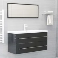 Meble łazienkowe - VidaXL Lumarko 2-cz. zestaw mebli łazienkowych, szary, wysoki połysk, płyta 804853 VidaXL - miniaturka - grafika 1