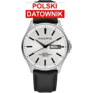 Zegarki męskie - Pacific SMA-1075D-01 elegancki męski zegarek z polskim datownikiem i wodoszczelnością 100M - miniaturka - grafika 1