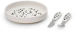 Elodie Details - Zestaw silikonowy - talerzyk i sztućce - Dalmatian Dots Przykładowa dodatkowa nazwa - Zestawy naczyń dla dzieci - miniaturka - grafika 1