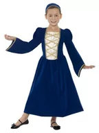 Stroje karnawałowe - SMIFFYS Kostium Tudor księżniczka dla dzieci dziewczynki, sukienka i do włosów opaska na włosy, rozmiar: L, 44013, niebieski (Royal Blue) 44013L - miniaturka - grafika 1