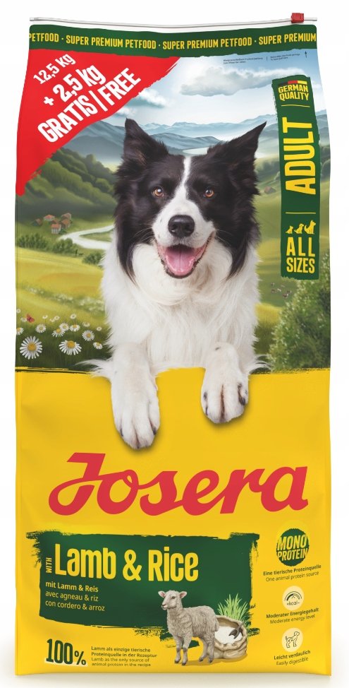 Karma dla psa JOSERA Lamm & Reis Jagnięcina z ryżem 12.5 kg + 2.5 kg
