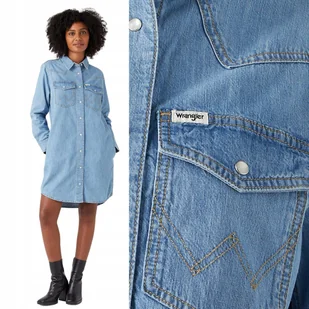 Wrangler DENIM SHIRT DRESS Scare Crow JEANSOWA SUKIENKA PROSTA OVERSIZE S - Sukienki - miniaturka - grafika 1