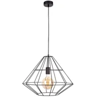 Lampy sufitowe - KET Industrialna LAMPA wisząca KET185 metalowa OPRAWA loftowy ZWIS druciany diament czarny KET185 - miniaturka - grafika 1