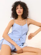 Piżamy damskie - Mohito - Bawełniany top do spania w paski - niebieski - miniaturka - grafika 1