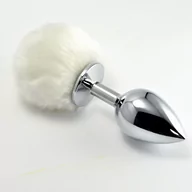 Biżuteria erotyczna - Pompon Metal Plug Large White - miniaturka - grafika 1