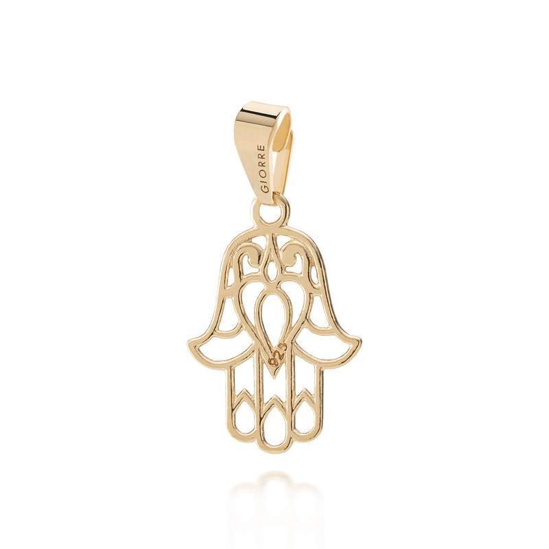Srebrny charms zawieszka beads hamsa ręka fatimy, srebro 925 : Srebro - kolor pokrycia - Pokrycie żółtym 18K złotem, Wariant - Zawieszka
