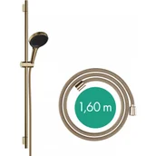 Zestawy prysznicowe - HANSGROHE 28743140 Rainfinity Zestaw prysznicowy 130 3jet z drążkiem S Puro 90 cm PushSlider i tekstylnym wężem Designflex 160 cm Brąz Szczotkowany - miniaturka - grafika 1