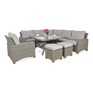 Narożnik z technorattanu TOLEDO DINING Grey - Meble ogrodowe - miniaturka - grafika 1