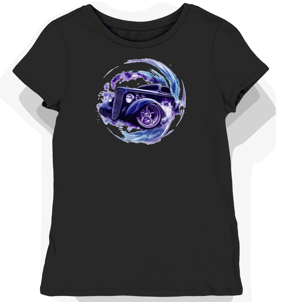 Koszulka damska czarna z motywem klasycznego hot roda XL