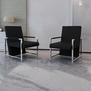 Fotele - vidaXL Komplet dwóch czarnych foteli z chromowanymi elementami - miniaturka - grafika 1