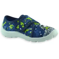 Buty dla chłopców - Przedszkolne kapcie dziecięce Befado 974X573 Danny Granatowe - miniaturka - grafika 1