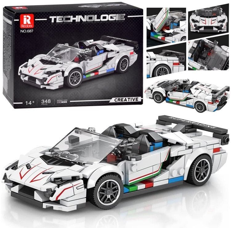 Klocki techniczne Supersportowe auto BIAŁY KABRIOLET spojler 348-ele ZA5787 EDUKAMP