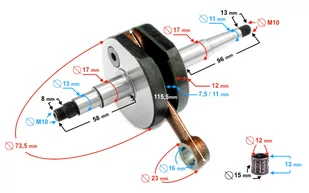 Wał korbowy do motorynki Romet 50 (dwa biegi) - Części motocyklowe - miniaturka - grafika 2