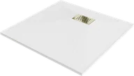 Brodziki prysznicowe - Mexen Hugo brodzik kwadratowy SMC 70 x 70 cm, biały, maskownica złota - 42107070-G - miniaturka - grafika 1