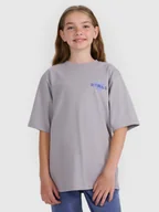 Koszulki dla dziewczynek - 4F T-shirt oversize z nadrukiem dziewczęcy - szary 122 (6-7 lat) - miniaturka - grafika 1