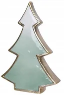 Ozdoby bożonarodzeniowe - Figurka świąteczna ceramiczna choinka 16,5 cm zielona - miniaturka - grafika 1