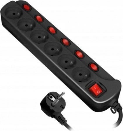 Listwa zasilająca Orno Listwa zasilająca Multiswitch czarna 6 gniazd 1,5 m OO810961/ALL