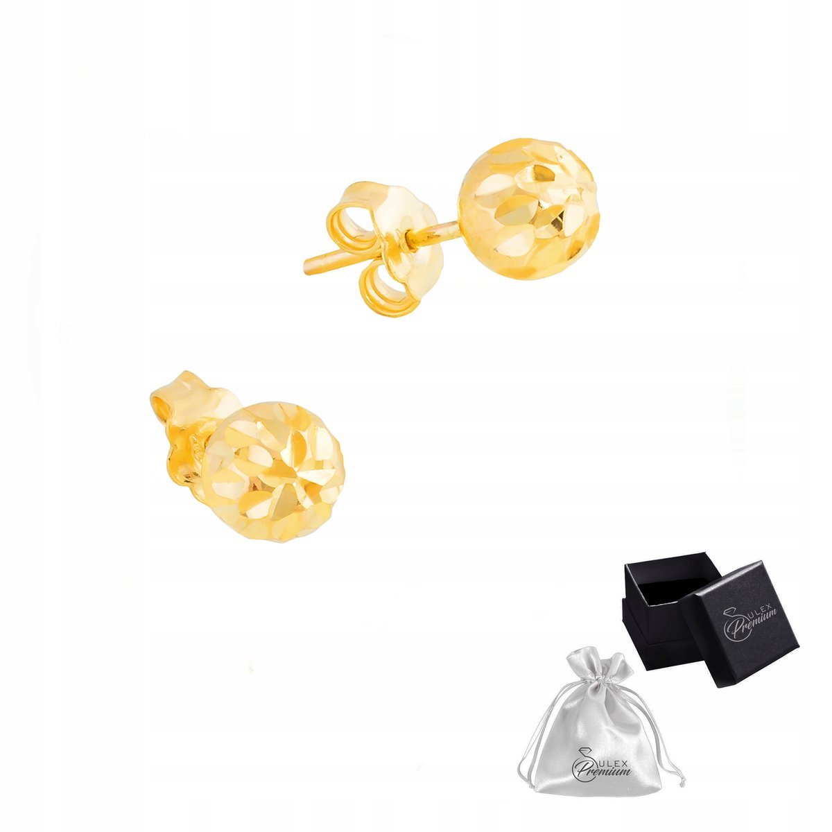 Kolczyki złoto pr. 585 Złote Diamentowane Kolczyki Kuleczki Dla Niej