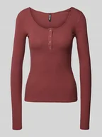 Koszulki i topy damskie - T-shirt z długim rękawem i dekoltem w łódkę - miniaturka - grafika 1