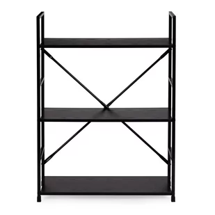 Regał Drewniany Metalowa Rama Szeroki Loft 3 Półki - Półki do salonu - miniaturka - grafika 1