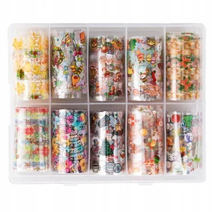 Folie transferowe Christmas 10 sztuk po 100 cm 12-03 - Ozdoby do paznokci - miniaturka - grafika 2