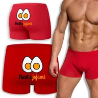 Majtki damskie - BOKSERKI CZERWONE Prezent Walentynki Dla Niego Kochanka FACET Z JAJAMI - M - miniaturka - grafika 1