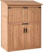 Altany ogrodowe - BELIANI Ogrodowy domek narzędziowy brązowy drewno jodłowe z półkami i drzwiami zamykanymi na zasuwkę - miniaturka - grafika 1