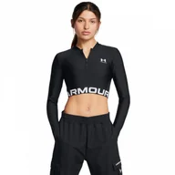 Koszulki i topy damskie - Damski longsleeve treningowy Under Armour Heatgear Rib 1/4 Zip Ls - czarny - miniaturka - grafika 1