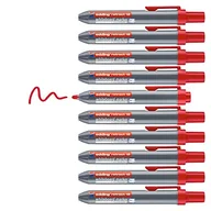 Markery do tablic - edding retract 12 Marker do białych tablic - Red - 10 długopisów - Okrągła końcówka 1,5-3 mm - bez nasadki - do obsługi jedną ręką na białej tablicy, magnetycznej, korka, memo i sztalugach - miniaturka - grafika 1