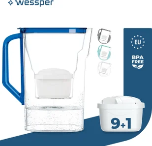 Dzbanek filtrujący wodę Wessper 2,7 l na drzwi lodówki, z filtrem z węglem aktywnym, kompatybilny z wkładem filtrującym Brita Maxtra 10x - niebieski - Dzbanki i imbryki - miniaturka - grafika 1