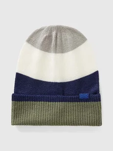 Benetton Czapka beanie w kolorze granatowo-oliwkowo-kremowym - Czapki damskie - miniaturka - grafika 1