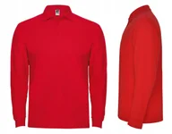 Koszulki męskie - Koszulka POLO Męska Długi Rękaw Bawełna PIQUE ROLY 6635 CZERWONA L - miniaturka - grafika 1